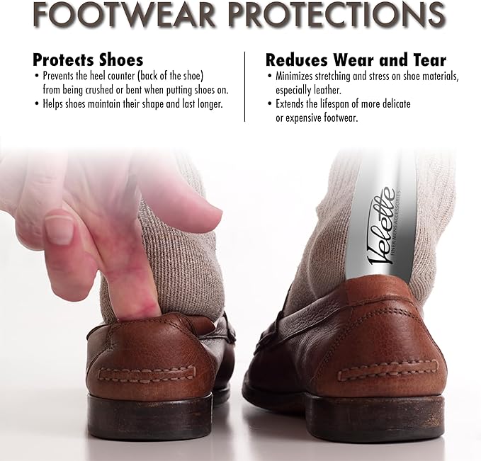 Velette Long Shoe Horn for Seniors - 2 Pack 16.5" Metal Shoe Horn Long Handle for Seniors, Men, Women & Kids - Boot Horns, Shoehorn Long-Handle, Elderly Must Haves - Shoes Spoon, Gifts for Elders