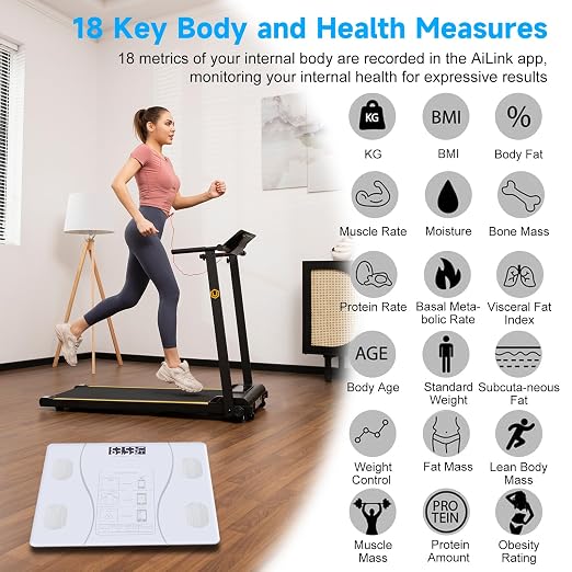Intelligent Body Fat Scale, a Simple and Practical Digital Scale That can be Connected to a Mobile Digital Bathroom Scale to Display BMI, Body Fat, Muscle Mass, and Durable Weight Scale (White)