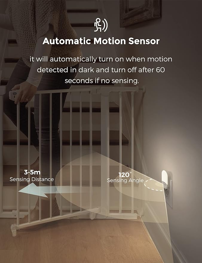 L LOHAS LED Motion Sensor Night Light, [2 Pack] Motion Activated Night Light, Daylight White, Adjustable Brightness, Motion Sensor Light Indoor Plug in for Nursery, Kids, Bedroom, Bathroom Nightlight