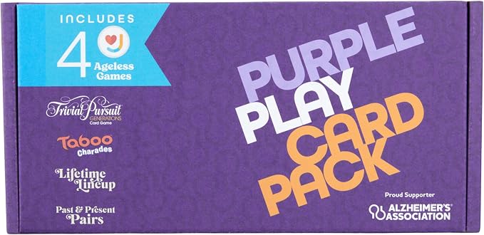 Ageless Games Purple Play Card Pack – Limited Edition Card Game Bundle for Seniors & Family - Alzheimer's Association Charity Games for Memory Care & Multigenerational Fun