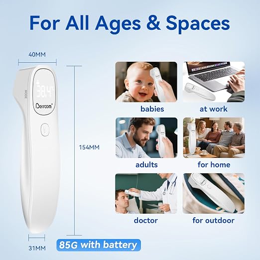 Berrcom Non Contact Infrared Thermometer Digital Forehead Thermometer for Adults and Kids Temperature Thermometer 3 in 1 with Fever Alert Touchless Baby Thermometer Large LED Display