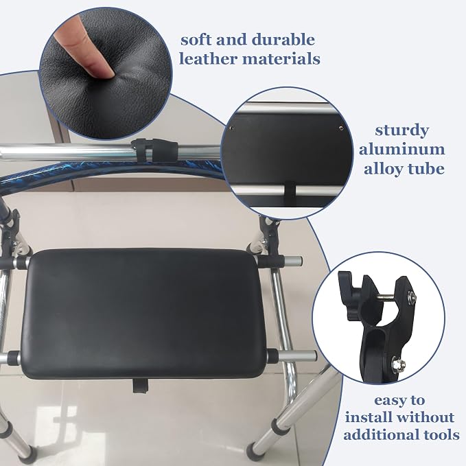 Universal Walker Rest Seat for Attachable Seat Folding Walker, Maximum Weight Capacity of 250 Pounds, Adjustable Range:20"~24"(Black)