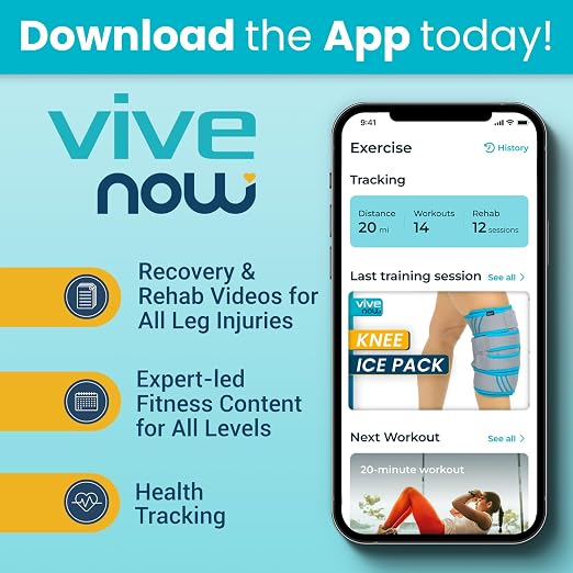 Vive Knee Ice Pack Wrap - Cold/Hot Gel Compression Brace - Heat Support | Strap for Arthritis Pain, Tendonitis, ACL, Athletic Injury, Osteoarthritis, Women, Men, Running, Meniscus and Patella Surgery