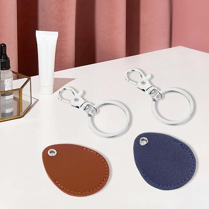 Psyqtsuary Leather Key Fob Holder, 4 Pcs PU Leather Keychain Key Holder for Keychain General Keys Fob, for Keys ID Keys Cards