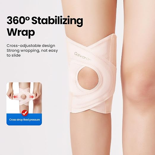 Galvaran Knee Brace for Women & Men, Relief Recovery Meniscus Tear, Arthritis Pain, ACL & MCL, Knee with Side Stabilizers，Adjustable Knee Support (Nude Pink, Large)