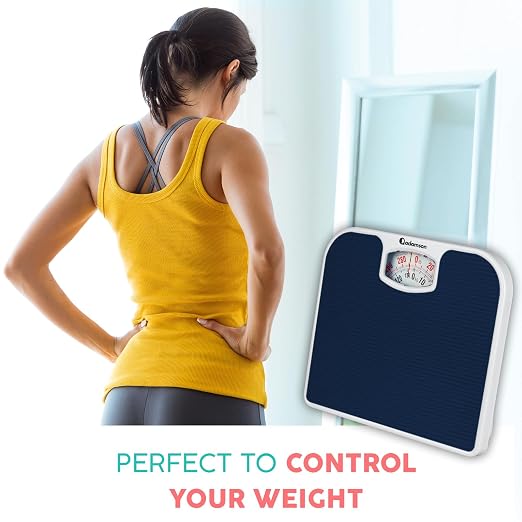 Adamson A21 Analog Scales for Body Weight - Up to 300 LB - New - Anti-Skid Rubber Surface - Large Numbers - Analog Bathroom Scale - Affordable - Durable with 20-Year Assurance - Blue