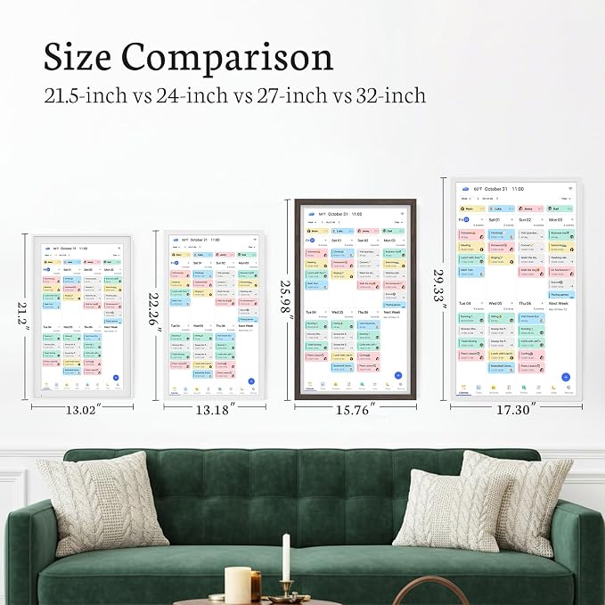 BSIMB 24 inch Digital Calendar Base Wall Touch Screen, Family Schedule Smart Calendar Interactive Display, Streamline Household Organization, Electronic Planner Wall Mountable in Portrait or Landscape