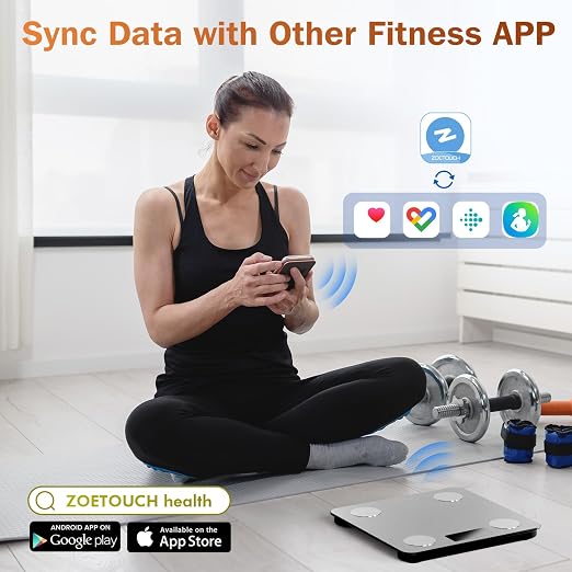 ZOETOUCH Smart Bathroom Scale for Body Weight, Digital Weighing Scale with BMI, Body Fat, Muscle Mass, Bluetooth Machine for People, Work with App, 14 Body Composition Analyzer