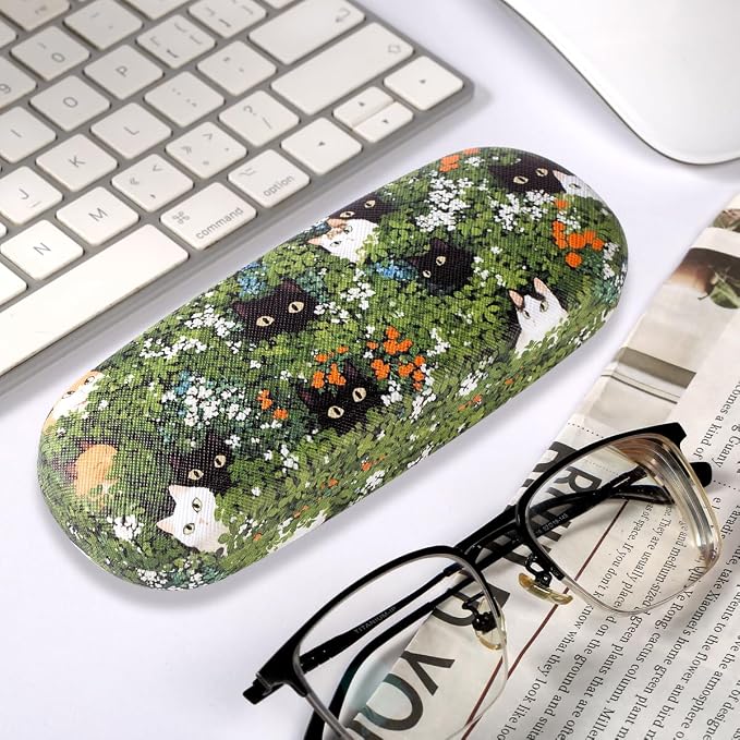 PERFECTSIGHT Hard Shell Eyeglasses Case, PU Leather Protective Glasses Case, Cute Eyeglass Case for Women Men Girls