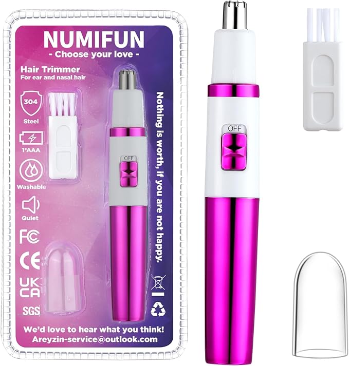 NUMIFUN Ear and Nose Hair Trimmer for Women Nose Hair Clipper Professional Painless Noses Trimmer Ladies Eyebrow and Facial Hair Trimmer, Waterproof Dual Edge Blades for Easy Cleansing