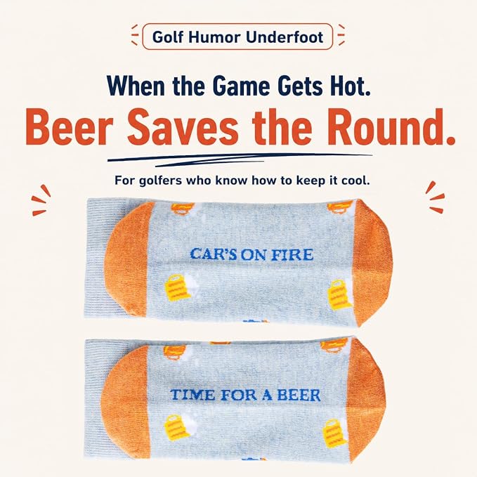 Funny Golf Gifts Socks for Men, Golf Accessories, Size 8-13 Gift Box & Card | Golf gifts for men, soft breathable crew socks, funny gift idea for birthdays, holidays, coworkers, husbands, or golf lovers