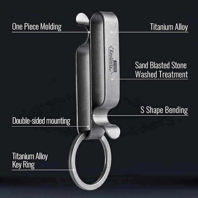 KeyUnity KM00 Titanium Belt Loop Keychain Clip Double Side Quick Release Key Holder with Detachable Key Ring
