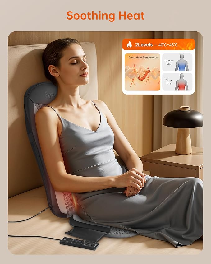 COMFIER Shiatsu Back Massager with Heat, Kneading & Vibration,Massage Chair Pad for Back Relief deep,Chair Massager for,Hip,Heated seat Cushion,Home Office,Gifts for Women Men,Dad,Mom