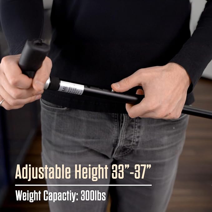 DMI Rugged Stride All-Terrain Adjustable Walking Canes for Women & Men, Sturdy Foldable Walking Stick for Stability, Quad Pivot Base, Compact, Free-Standing, Travel Friendly - Ergonomic Grip, Black
