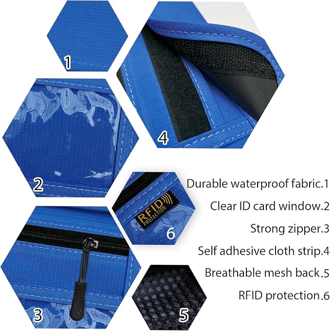 RFID Blocking Travel Neck Wallet Pouch and Passport Holder, Travel Neck Pouch Passport Holder for Women & Men - Blue