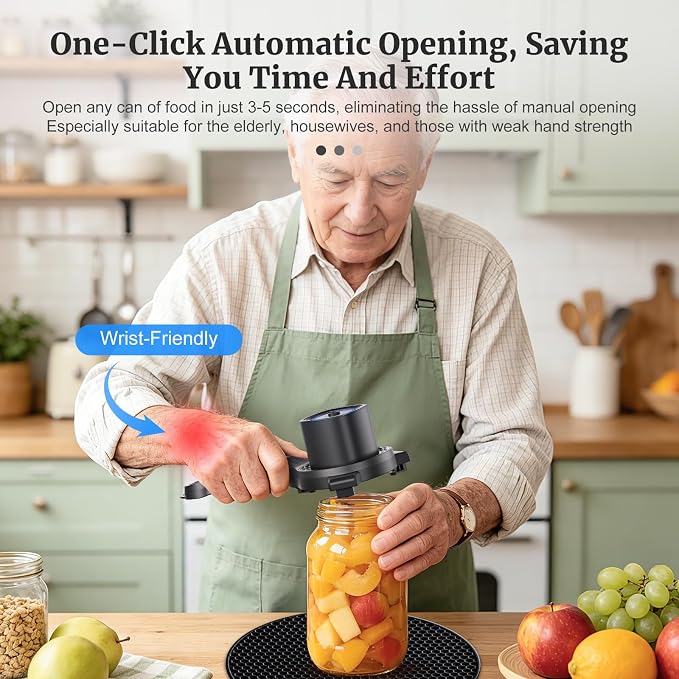 Electric Jar Opener for Seniors with Power Clamp Technology, 2-in-1 Patent Automatic Jar & Bottle Opener, 800mAh Rechargeable, Comes with Bonus Anti Slip Gripper Pad for Beer, Dressing and Jars