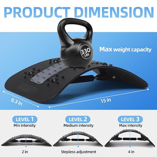 Back Stretcher and Posture Support for Lumbar & Upper Back, Portable Body Stretching Device for Muscle Relaxation