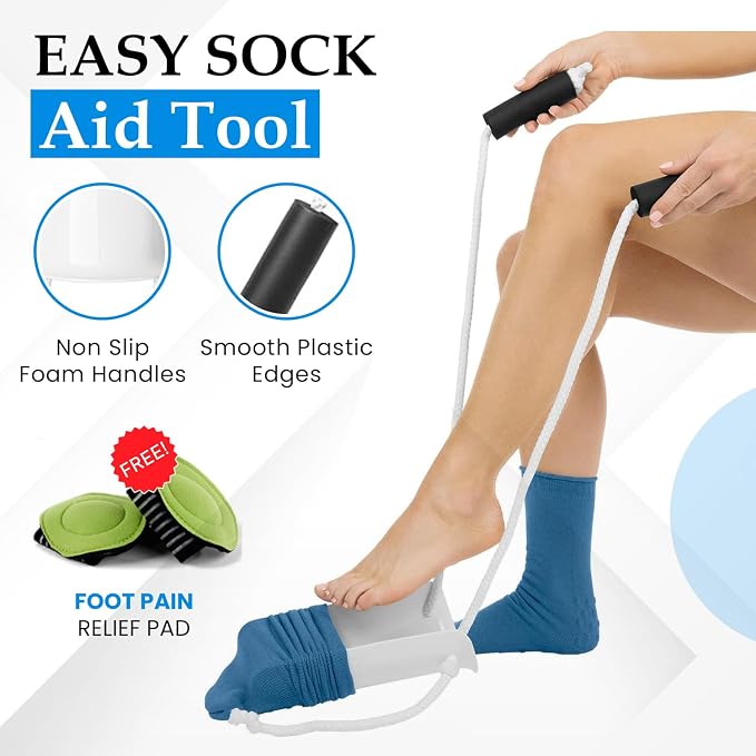 10 Piece Hip Kit for Seniors – Recovery Kit with Reacher Grabber, Sock Helper, Dressing Stick, Shoehorn, Loofah, Back Scratcher, Leg Lifter and Massage Ball – Ideal for Hip or Knee Surgery Recovery