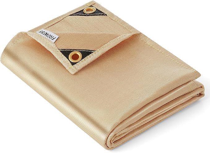 Heavy Duty Fiberglass Welding Blanket, Heat Resistant Blanket with Brass Grommets, Multi-Purpose Welding Mat for Grill, Smoker, Camping, Industrial Use (4x6 ft)