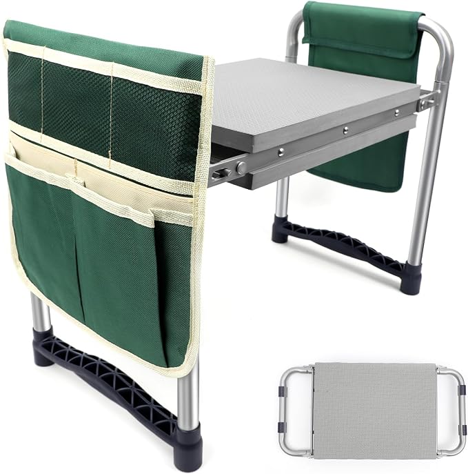 Garden Kneeler and Seat with 11.5" Wide Pad, Foldable Garden Stool with 2 Tool Bags, Heavy Duty Garden Kneeler for Gardening, Women, Horticulturist