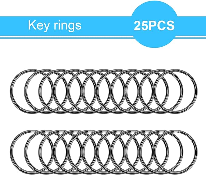 50PCS Metal Lobster Claw Clasp with Key Rings, 25PCS Keychains Clips Hooks and 25PCS Key Chain Rings, Keychain Accessories, Keychain Rings Making kit for Crafts, Gun Black
