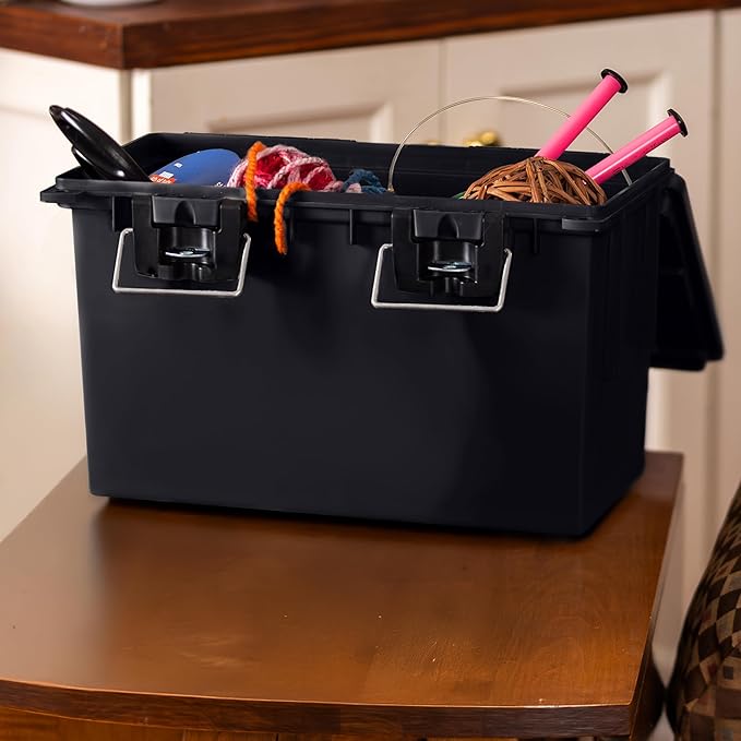 Sheffield XL Ammo Box Made in USA, Stackable Lockable Ammo Storage Box | 4 Pack Lockable Storage Box, Water and Dust Resistant Dry Box, Secures Hunting Gear, Gun Accessories, Supplies, and Bullets
