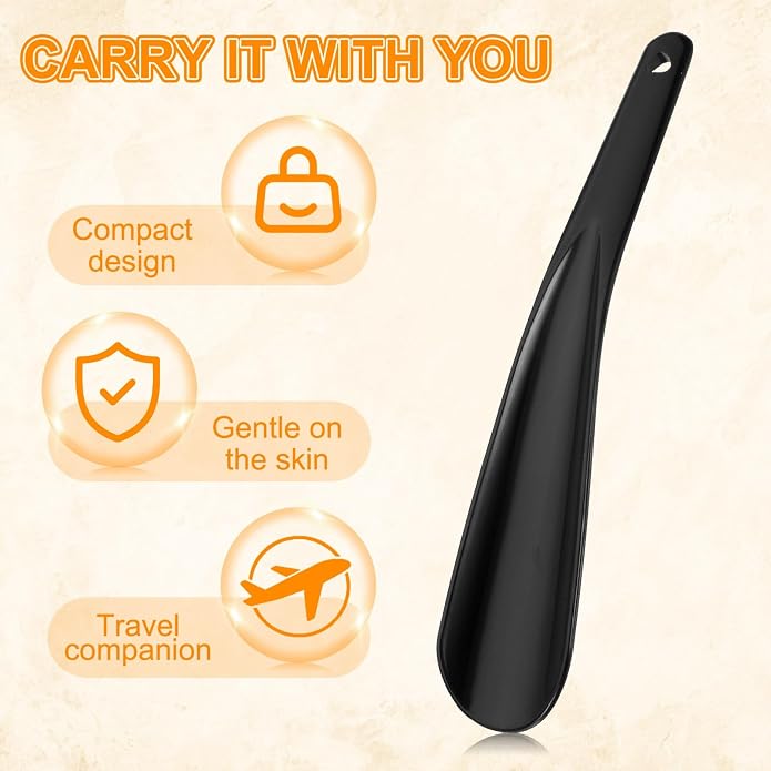 HARFINGTON Shoe Horn Plastic Straight Handle Shoe Helper Metal Shoehorns for Women Men Seniors Boots