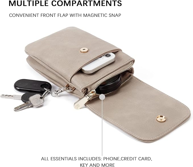 BOSTANTEN Small Crossbody Bag for Women Designer Cell Phone Purse | Vegan Leather, Multiple Pockets, Card Slots, Compact Size for Phone, Cards and Keys, Daily Travel Shopping Use