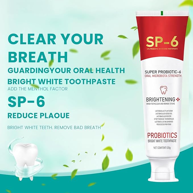 2pcs Sp6 Probiotic Whitening Toothpaste, Sp 6 Toothpaste, Sp-6 Ultra Whitening, Fresh Breath