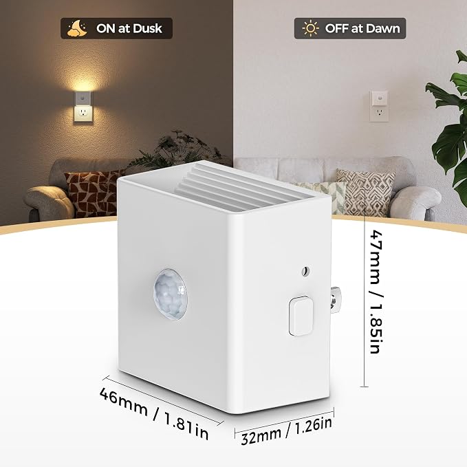 DORESshop LED Motion Sensor Night Light[2 Pack], Plug in Night Light with Motion Sensor, Brightness Adjustable Motion Activated Nightlight for Bedroom, Bathroom, Hallway, 3000K