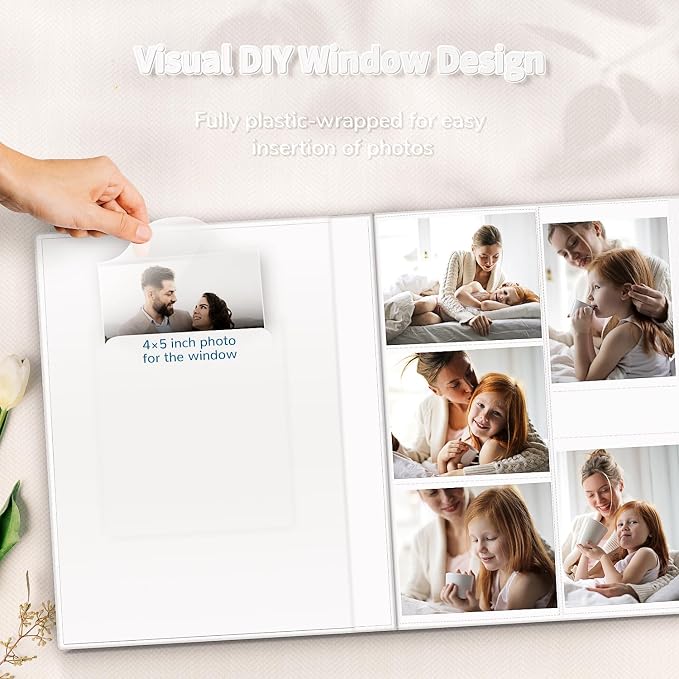 Artfeel Photo Album 4x6 with 1000 Pockets,Slip-in Picture Albums,Linen Cover Memory Book with Front Window,White Page Vertical Photo Book for Wedding,Family,Anniversare,Baby,Vacation