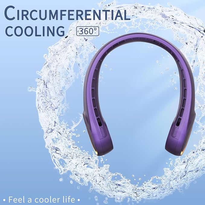 FrSara Neck Fan, Portable Personal Fan Strong Wind, 4000mAh, Air Volume | 360° Cooling, No Hair Twisting, Air Volume On 2 Sides, Non-Slip, Quick Charge, Long Use Time, Gift for Women, Men, Birthday