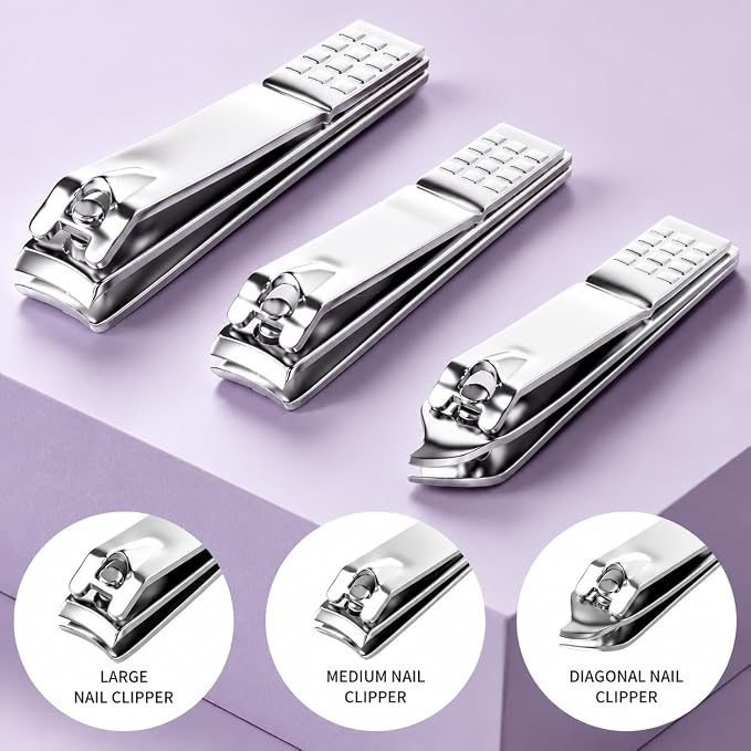 Manicure Set, Stainless Steel Nail Clipper Set with Travel Case | 12-Piece Set with Thicker Steel, Precision-ground Cutting Edges, and Smooth-finished Tools for Clean, Precise Trimming.