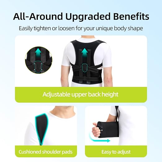 Posture Corrector for Women and Men, Back Straightener Posture Brace for Pain Relief, Back Belt Support with Adjustable Shoulder Straps and Height for Scoliosis Hunchback