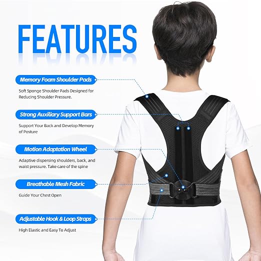 Lexniush Posture Corrector for Women/Men, Adjustable Upper Back Brace for Back Pain Relief, Lightweight Posture Support Straightener for Teenagers Boys Girls to Improve Slouch, Prevent Humpback, XL