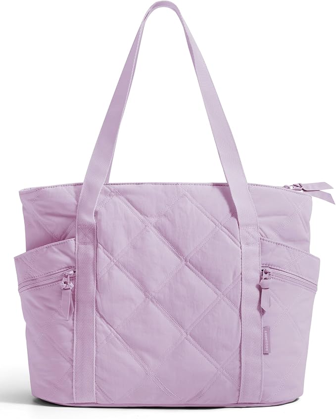 BAGSMART Crush Tote Bag for Women, 20L Puffer Work Tote with Zipper | Quilted Nurse Hospital Bag For Travel College Gym