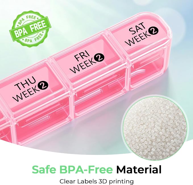 Daviky Monthly Pill Organizer 28 Day, 4 Week Pill Box with Removable Weekly Trays, Large BPA-Free Pill Organizer for Vitamins, Supplements and Medication, Travel Pill Case with Storage Box, Pink