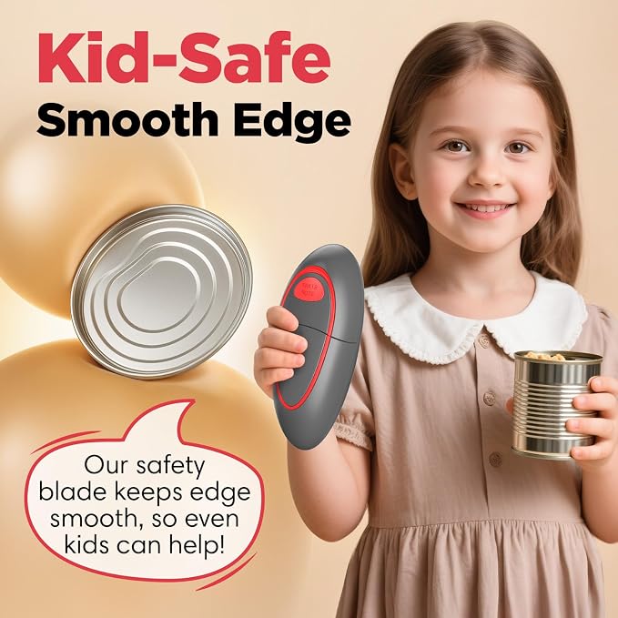Electric Can Opener Fits Almost All Can Sizes for Seniors with Arthritis, Hand Held Battery Operated Can Opener with Smooth Edge, Food Safe Kitchen Gadgets Automatic Can Opener for Kitchen