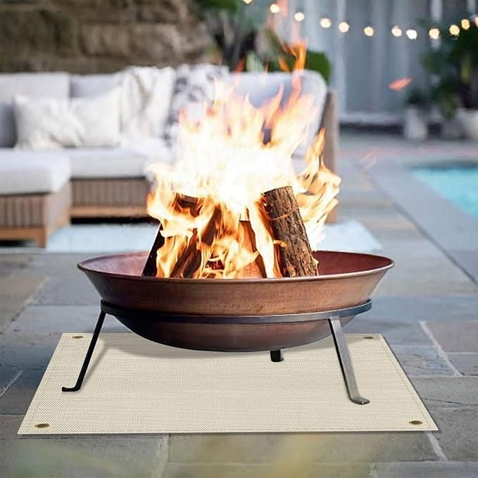 Fire Pit Mat for Deck Fireproof 36.6x39.4in Under Grill Mats for Outdoor Grill Deck Protector Heat Resistant Wood Stove Mat for Patio, Lawn, Tent Stoves