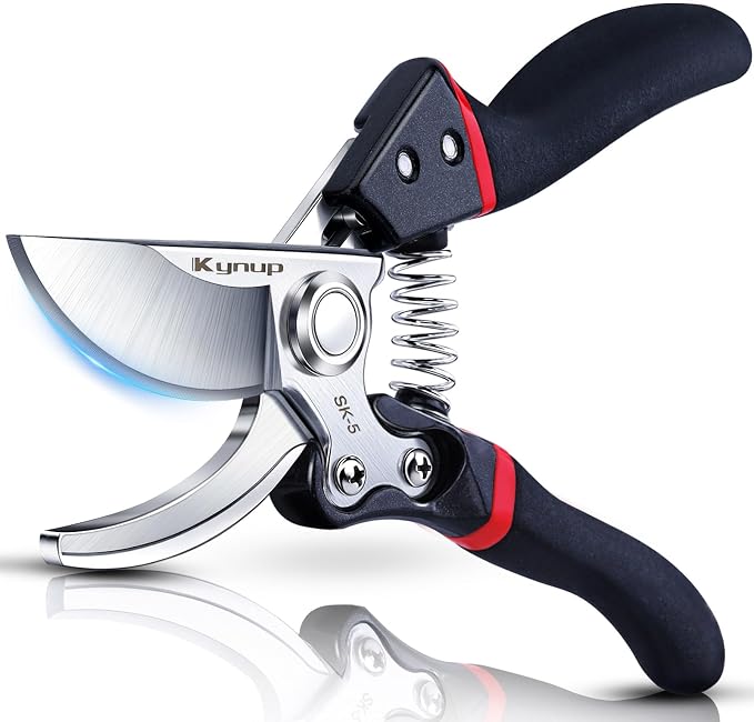 Kynup Pruning Shears for Gardening, Garden Shears Heavy Duty, Bonsai Cutters Shears Pruners, Hedge Clippers, Rose Trimmer Hand Clippers Gardening (Red Black)