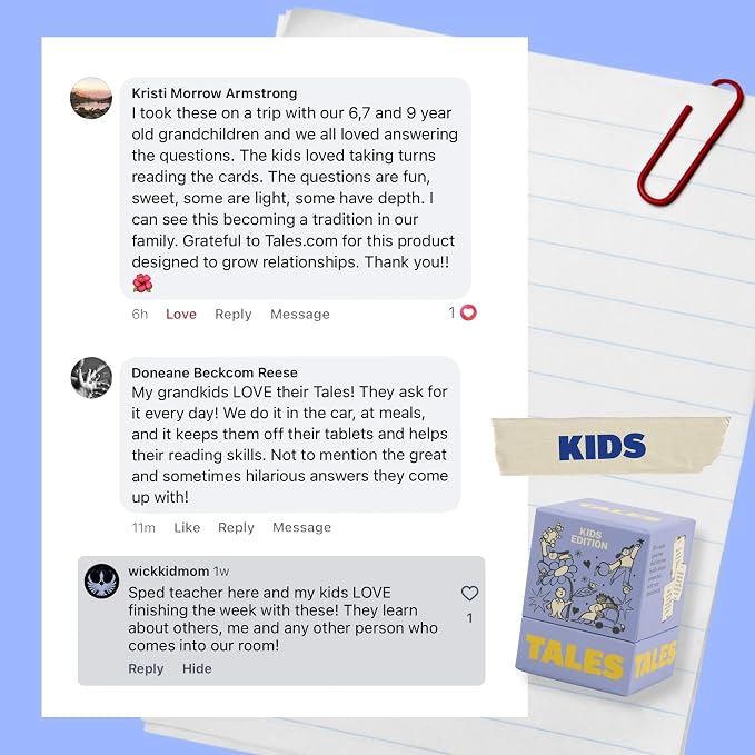 TALES 150 Conversation Cards, Kids Edition, Road Trip Game, Family Bonding