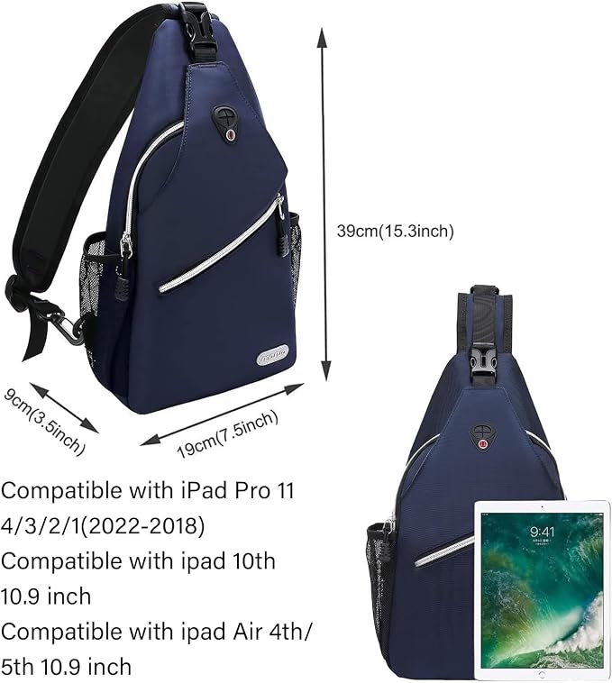 MOSISO Small Sling Bag for Men, Crossbody Shoulder Chest Daypack Bag | Sling Backpack for Casual Travel Hiking