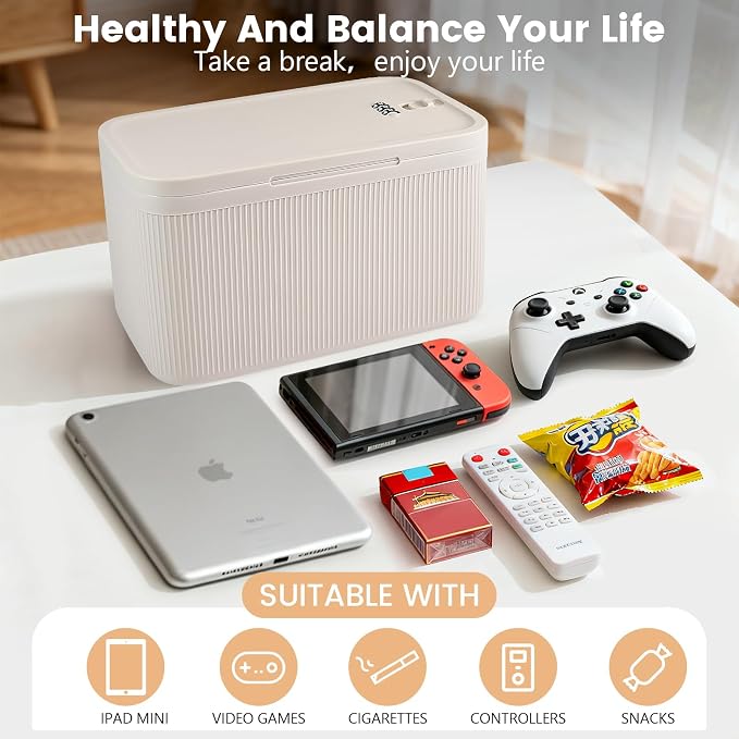 Medicine Lock Box with Code,Taller Size Small Lock Box with Combination Code for Medication Safe,Lock Box for Pills/First Aid Kit/Snack/Ipad Mini,Locked Container for Home/Office 9.4X5.5X5.7inch Beige