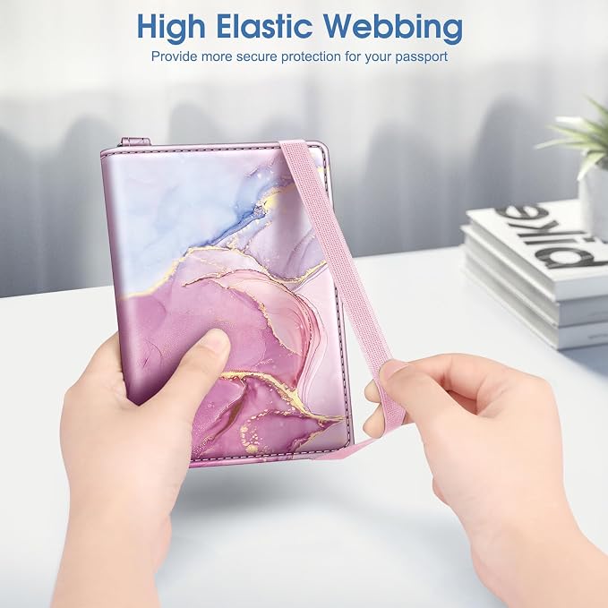 FINTIE Passport Holder with Airtag Holder, Slim Travel Wallet | RFID Blocking Passport Cover Protector Essentials with Credit Card Slots, Women/Men
