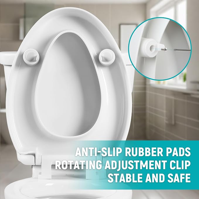 Raised Toilet Seat Riser Elongated, 3 Inches Elevated for Seniors | White, Elevated Toilet Seat, Slow Close, Non-slip, 770lbs Heavy Duty, Fit for Elongated Toilet Bowl