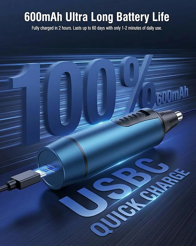 AREYZIN Nose Hair Trimmer for Men,Rechargeable 3-in-1 Professional Painless Eyebrow & Facial Hair Trimmer for Men Women, IPX7 Waterproof,Powerful Motor and Dual-Edge Blades,Blue