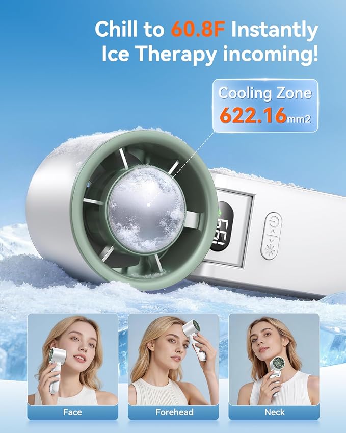Portable Handheld Fan with Ice Cooler, 199 Speed Personal Fan,5500mAh Rechargeable,20H Cooling Time,20000 RPM Powerful Motor, Summer Essential for Travel/Outdoor/Office, White