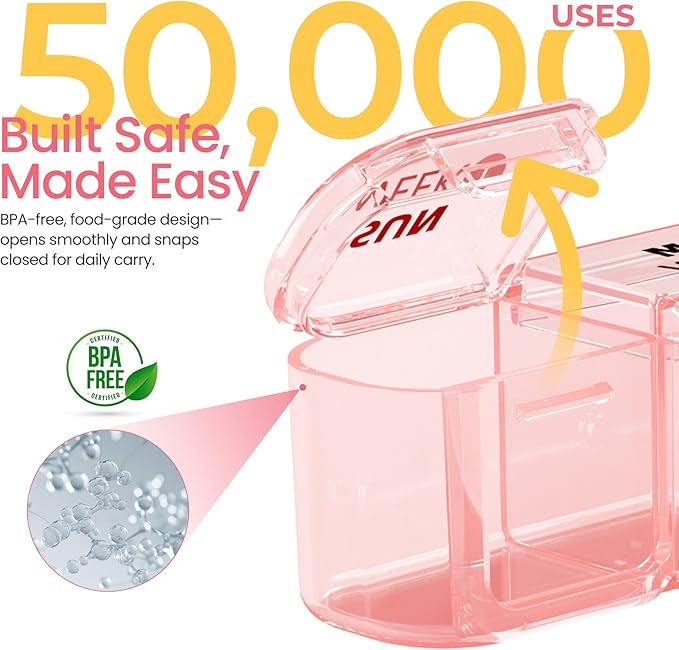 Betife Monthly Pill Organizer 1 Time a Day, Pill Box 28 Day, XXL Pill Case | Compact & portable , Easy Open , Airtight , Dual protection ,Large capacity