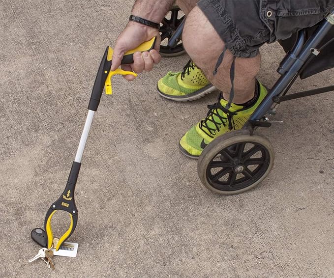 RMS 2-Pack 34 Inch and 21 Inch Grabber Reacher with Rotating Jaw - Mobility Aid Reaching Assist Tool
