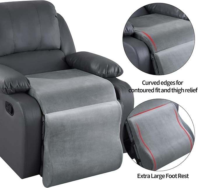 HOMBYS Foam Recliner Cushion with Leg Pillow for Elderly Large Square Seat Cushion Wave Shape Footrest for Armchairs Couch, Medium Thick & Supportive, Non-Slip Design, Light Grey